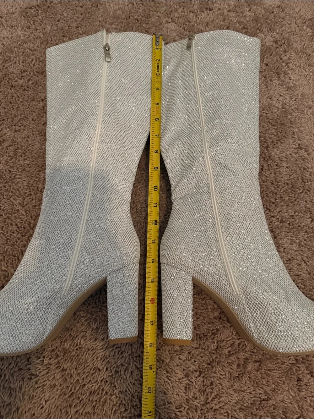 Silver Glitter Over-the-Knee Pointed Toe Boots